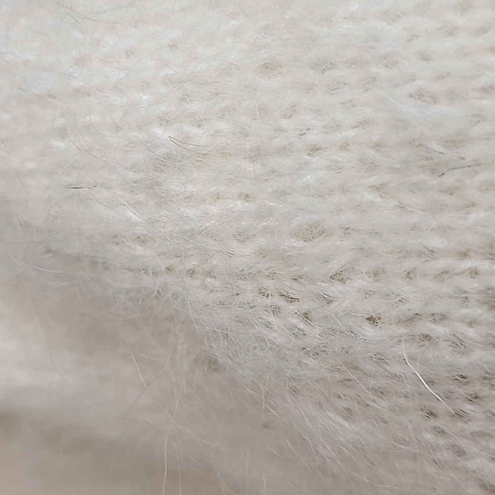 Vintage Cream Fuzzy Embroidered Moha 3D Flowers Knit Cardigan Longsleeve Sweater - Picture 11 of 11